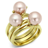 Alamode Gold Brass Ring with Synthetic Pearl in Light Rose - Alamode - Flyclothing LLC