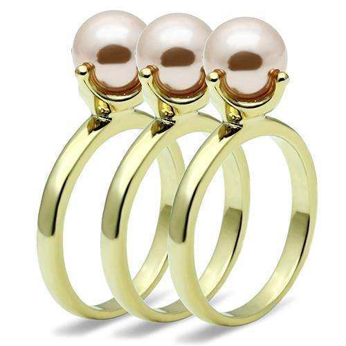 Alamode Gold Brass Ring with Synthetic Pearl in Light Rose - Alamode - Flyclothing LLC