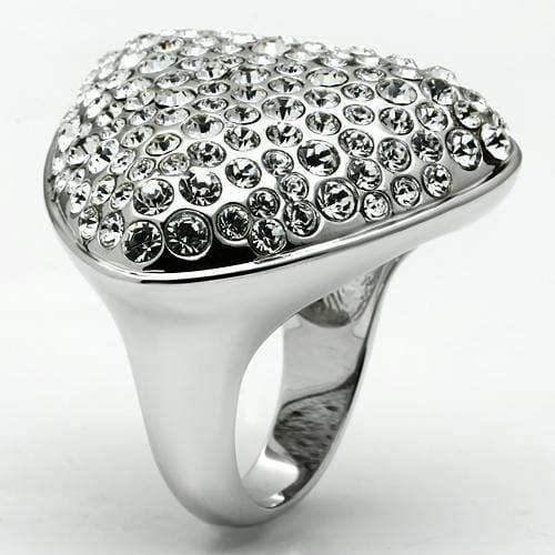 Alamode Rhodium Brass Ring with Top Grade Crystal in Clear - Alamode - Flyclothing LLC