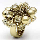 Alamode Gold Brass Ring with Top Grade Crystal in Clear - Alamode - Flyclothing LLC
