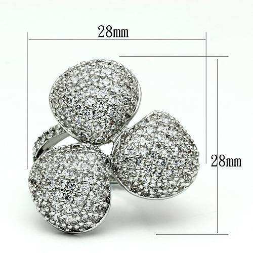 Alamode Rhodium Brass Ring with AAA Grade CZ in Clear - Alamode - Flyclothing LLC