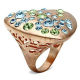 Alamode Rose Gold Brass Ring with Top Grade Crystal in Multi Color - Alamode - Flyclothing LLC