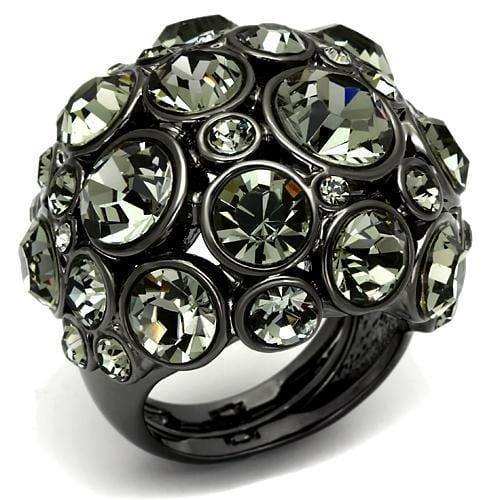 Alamode Ruthenium Brass Ring with Top Grade Crystal in Black Diamond - Alamode - Flyclothing LLC