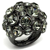 Alamode Ruthenium Brass Ring with Top Grade Crystal in Black Diamond - Alamode - Flyclothing LLC