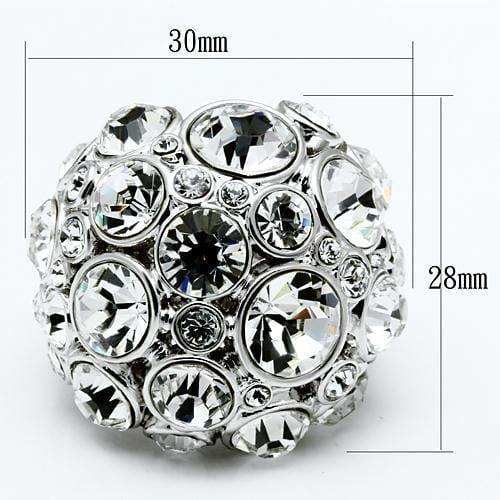 Alamode Rhodium Brass Ring with Top Grade Crystal in Clear - Alamode - Flyclothing LLC