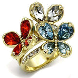 Alamode Gold Brass Ring with Assorted in Multi Color - Alamode - Flyclothing LLC