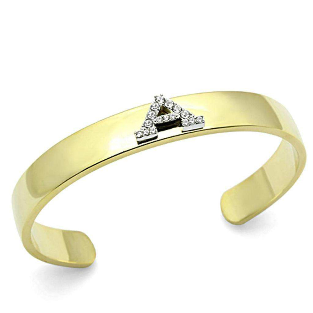 Alamode Gold+Rhodium White Metal Bangle with Top Grade Crystal in Clear - Alamode - Flyclothing LLC