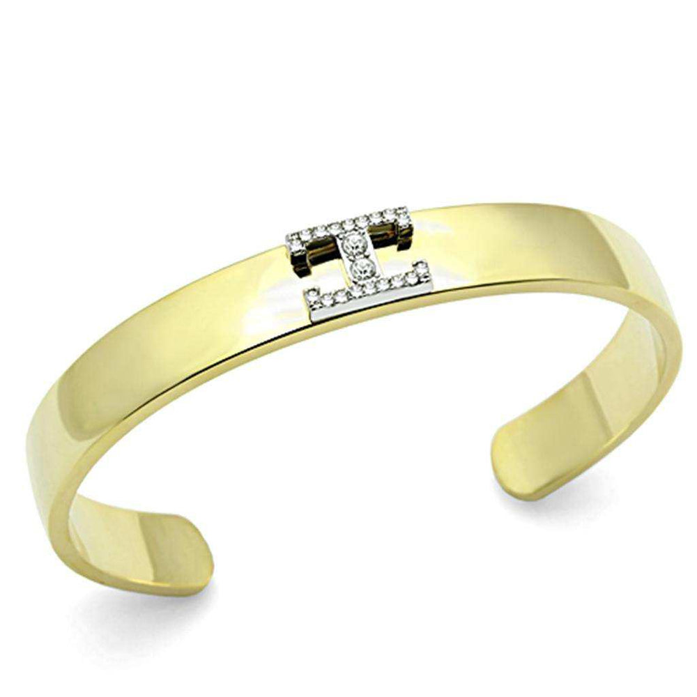 Alamode Gold+Rhodium White Metal Bangle with Top Grade Crystal in Clear - Alamode - Flyclothing LLC