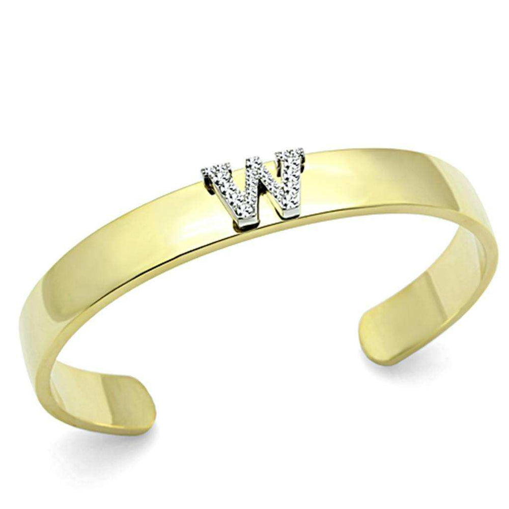 Alamode Gold+Rhodium White Metal Bangle with Top Grade Crystal in Clear - Alamode - Flyclothing LLC