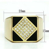 Alamode Gold Brass Ring with AAA Grade CZ in Clear - Alamode - Flyclothing LLC