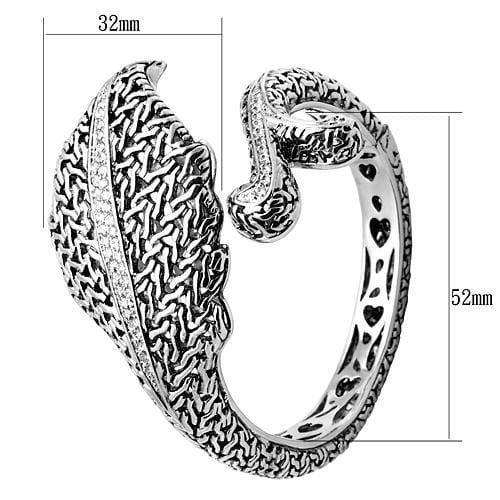 Alamode Rhodium Brass Bangle with AAA Grade CZ in Clear - Alamode - Flyclothing LLC