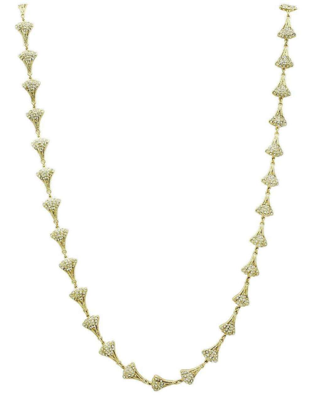 Alamode Gold Brass Necklace with Top Grade Crystal in Clear - Alamode - Flyclothing LLC