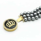 Alamode Gold Brass Bracelet with Semi-Precious Onyx in Jet - Alamode - Flyclothing LLC