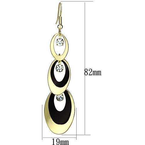 Alamode Gold+Ruthenium Iron Earrings with Top Grade Crystal in Clear - Alamode - Flyclothing LLC