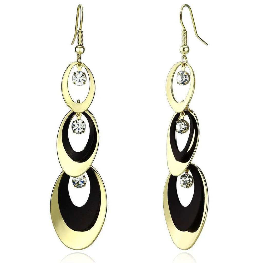 Alamode Gold+Ruthenium Iron Earrings with Top Grade Crystal in Clear - Alamode - Flyclothing LLC