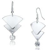 Alamode Matte Rhodium & Rhodium Iron Earrings with AAA Grade CZ in Clear - Alamode - Flyclothing LLC