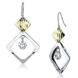 Alamode Gold+Rhodium Iron Earrings with AAA Grade CZ in Clear - Alamode - Flyclothing LLC