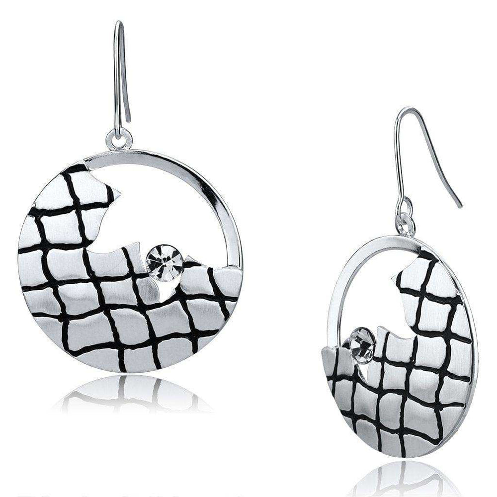 Alamode Matte Rhodium & Rhodium Iron Earrings with Top Grade Crystal in Clear - Alamode - Flyclothing LLC