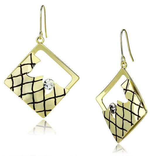 Alamode Gold Iron Earrings with Top Grade Crystal in Clear - Alamode - Flyclothing LLC