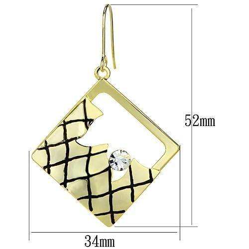 Alamode Gold Iron Earrings with Top Grade Crystal in Clear - Alamode - Flyclothing LLC