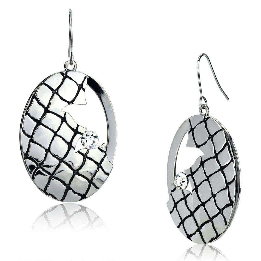 Alamode Rhodium Iron Earrings with Top Grade Crystal in Clear - Alamode - Flyclothing LLC