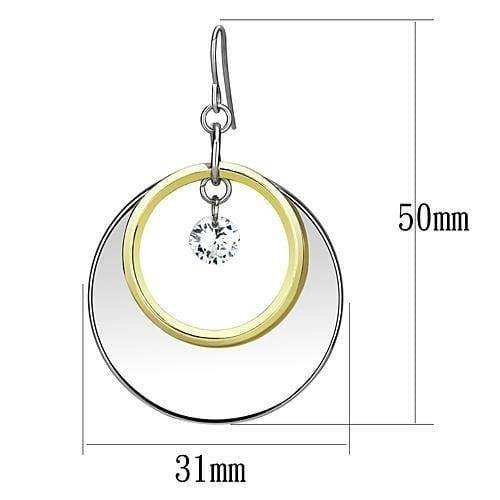 Alamode Reverse Two-Tone Iron Earrings with AAA Grade CZ in Clear - Alamode - Flyclothing LLC