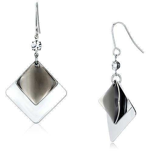 Alamode Rhodium Iron Earrings with Top Grade Crystal in Clear - Alamode - Flyclothing LLC