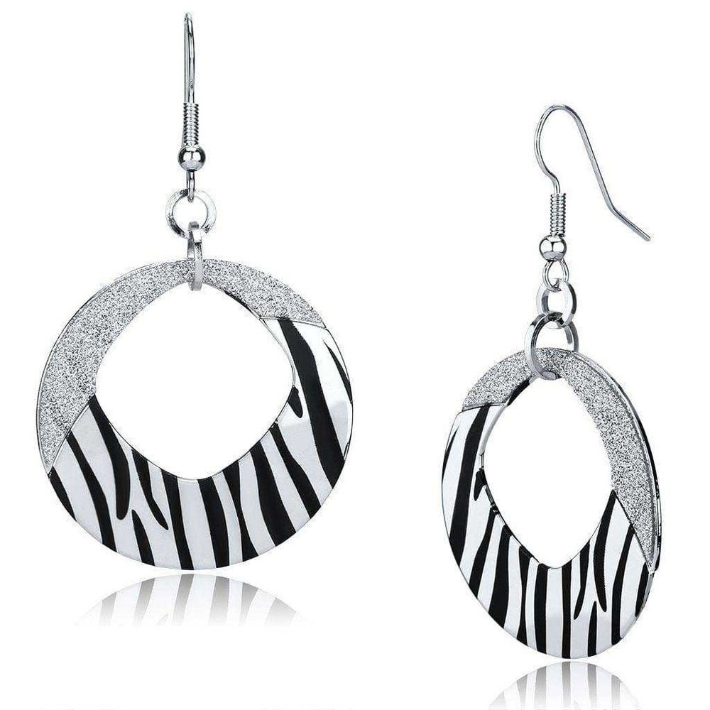 Alamode Rhodium Iron Earrings with Epoxy in Jet - Alamode - Flyclothing LLC