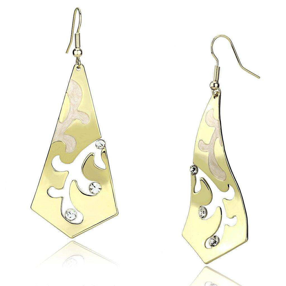 Alamode Gold Iron Earrings with Top Grade Crystal in Clear - Alamode - Flyclothing LLC