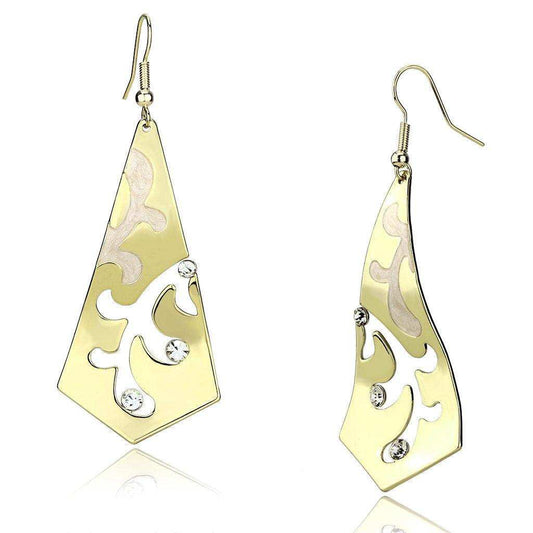 Alamode Gold Iron Earrings with Top Grade Crystal in Clear - Alamode - Flyclothing LLC