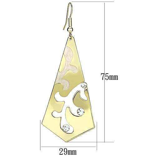 Alamode Gold Iron Earrings with Top Grade Crystal in Clear - Alamode - Flyclothing LLC
