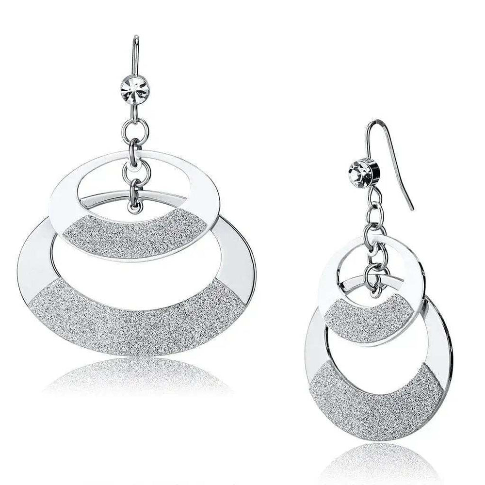 Alamode Matte Rhodium & Rhodium Iron Earrings with Top Grade Crystal in Clear - Alamode - Flyclothing LLC