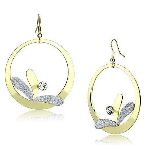 Alamode Gold Iron Earrings with Top Grade Crystal in Clear - Alamode - Flyclothing LLC