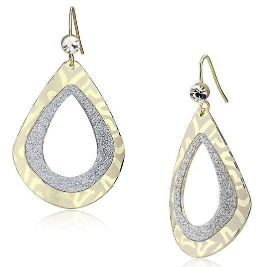 Alamode Gold Iron Earrings with Top Grade Crystal in Clear - Alamode - Flyclothing LLC