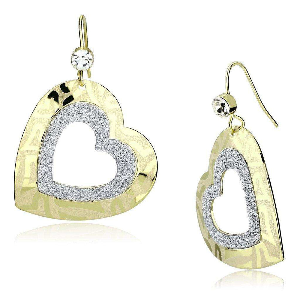 Alamode Gold Iron Earrings with Top Grade Crystal in Clear - Alamode - Flyclothing LLC
