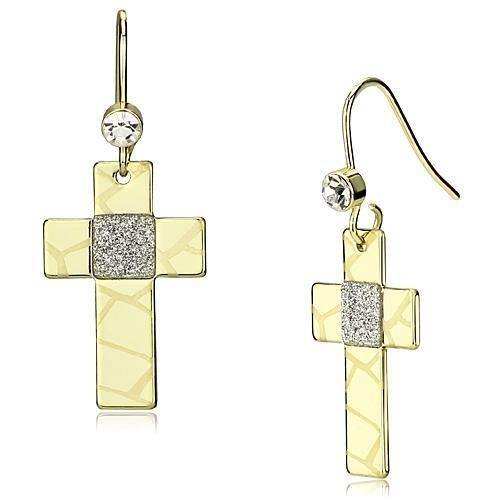 Alamode Gold Iron Earrings with Top Grade Crystal in Clear - Alamode - Flyclothing LLC