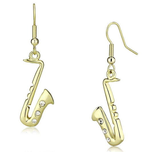 Alamode Gold Iron Earrings with Top Grade Crystal in Clear - Alamode - Flyclothing LLC