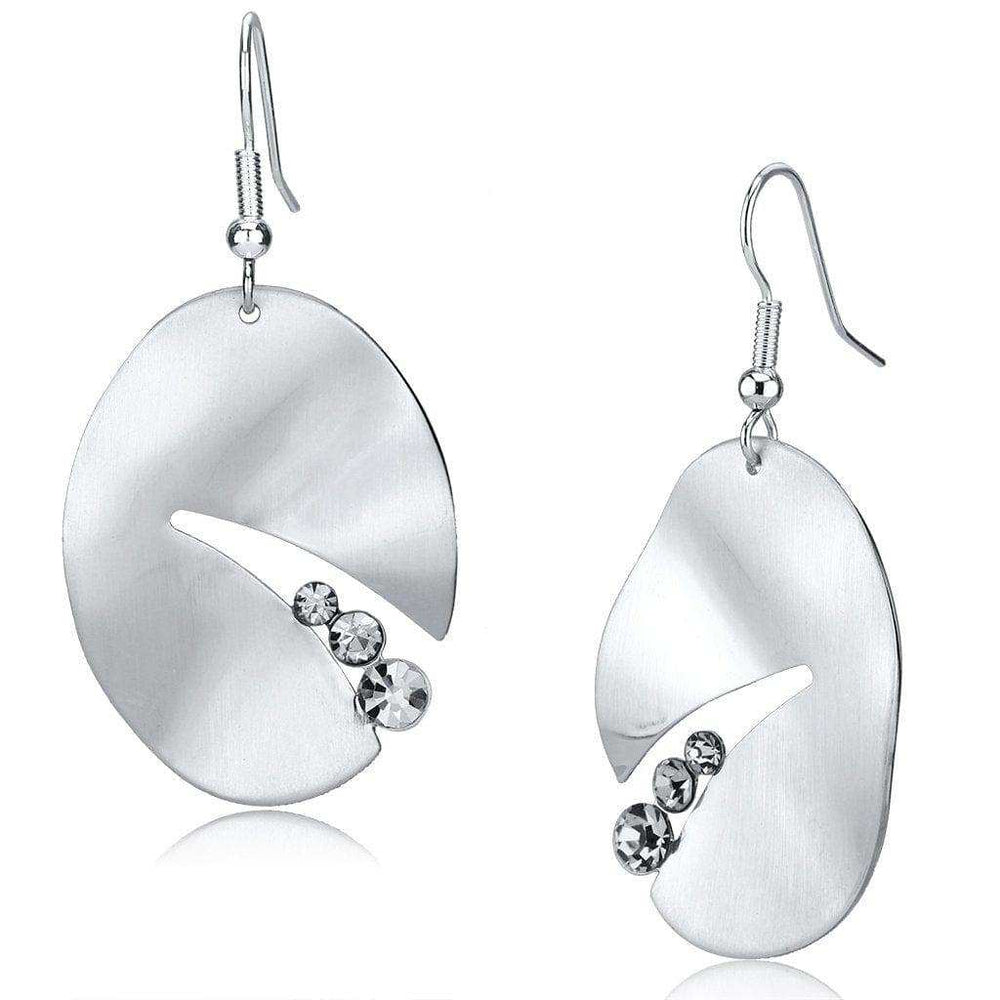 Alamode Matte Rhodium & Rhodium Iron Earrings with Top Grade Crystal in Clear - Alamode - Flyclothing LLC