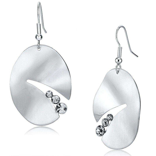 Alamode Matte Rhodium & Rhodium Iron Earrings with Top Grade Crystal in Clear - Alamode - Flyclothing LLC