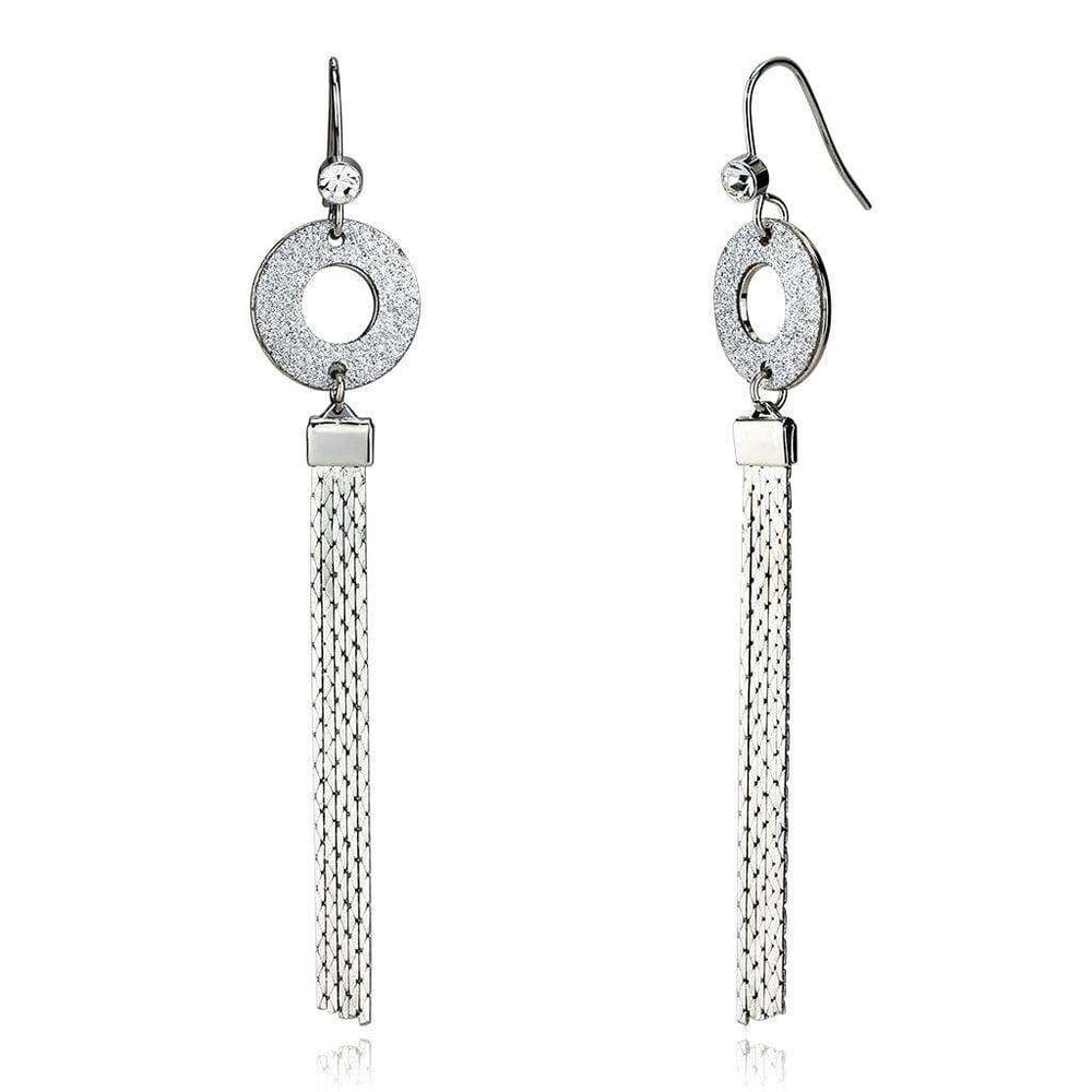 Alamode Rhodium Iron Earrings with Top Grade Crystal in Clear - Alamode - Flyclothing LLC