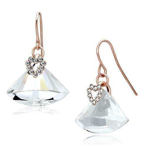 Alamode Rose Gold Iron Earrings with Top Grade Crystal in Clear - Alamode - Flyclothing LLC