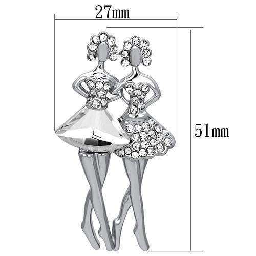 Alamode Imitation Rhodium White Metal Brooches with Synthetic Synthetic Glass in Clear - Alamode - Flyclothing LLC