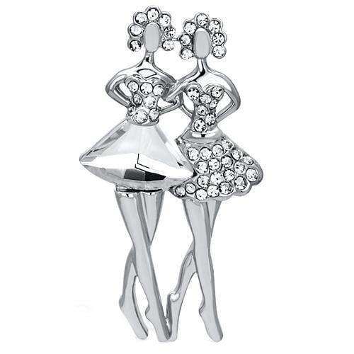 Alamode Imitation Rhodium White Metal Brooches with Synthetic Synthetic Glass in Clear - Alamode - Flyclothing LLC