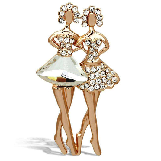 Alamode Flash Rose Gold White Metal Brooches with Synthetic Synthetic Glass in Clear - Alamode - Flyclothing LLC