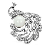 Alamode Imitation Rhodium White Metal Brooches with Synthetic Pearl in White - Alamode - Flyclothing LLC