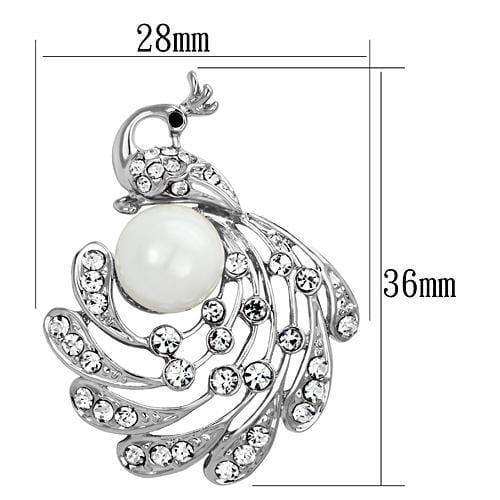 Alamode Imitation Rhodium White Metal Brooches with Synthetic Pearl in White - Alamode - Flyclothing LLC