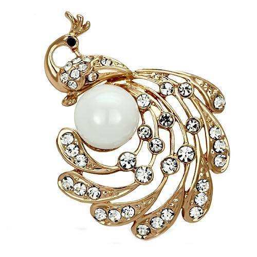 Alamode Flash Rose Gold White Metal Brooches with Synthetic Pearl in White - Alamode - Flyclothing LLC