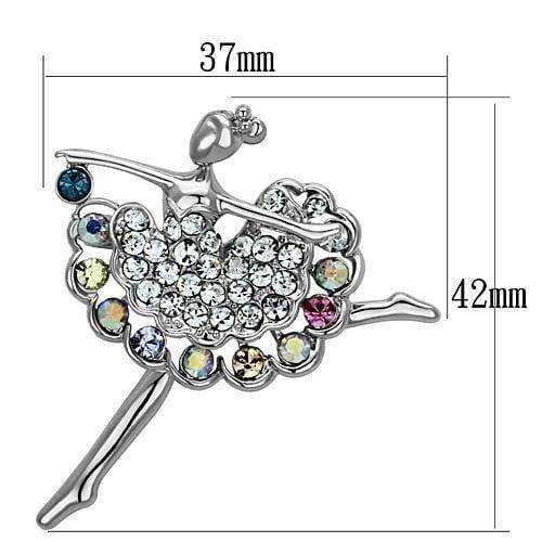 Alamode Imitation Rhodium White Metal Brooches with Top Grade Crystal in Multi Color - Alamode - Flyclothing LLC