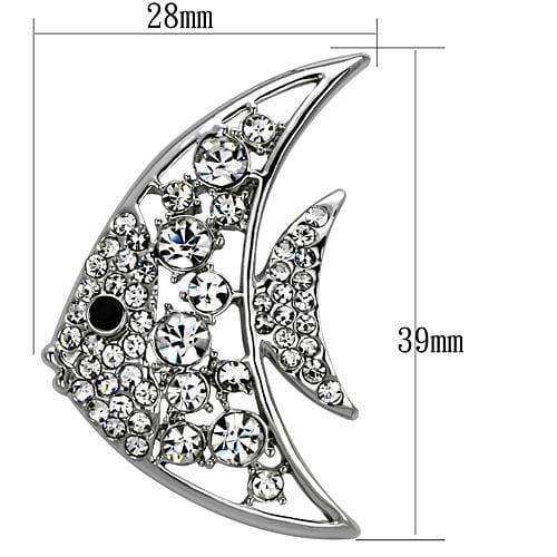 Alamode Imitation Rhodium White Metal Brooches with Top Grade Crystal in Clear - Alamode - Flyclothing LLC