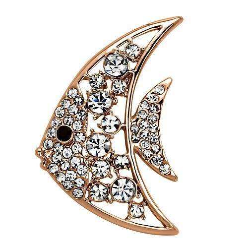 Alamode Flash Rose Gold White Metal Brooches with Top Grade Crystal in Clear - Alamode - Flyclothing LLC